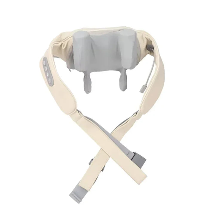 Beige and grey adjustable neck and shoulder massager with straps