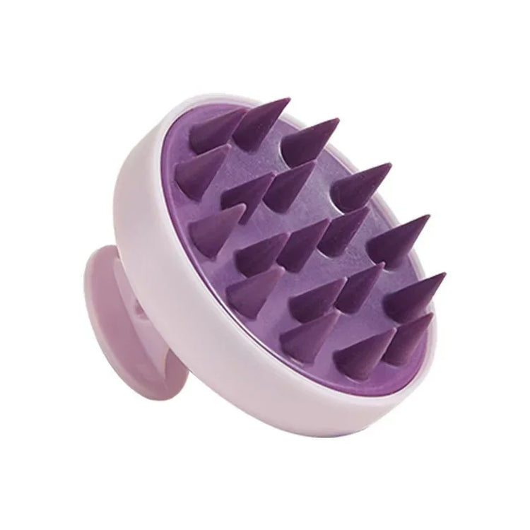 Purple silicone scalp massager brush for hair growth and scalp care.