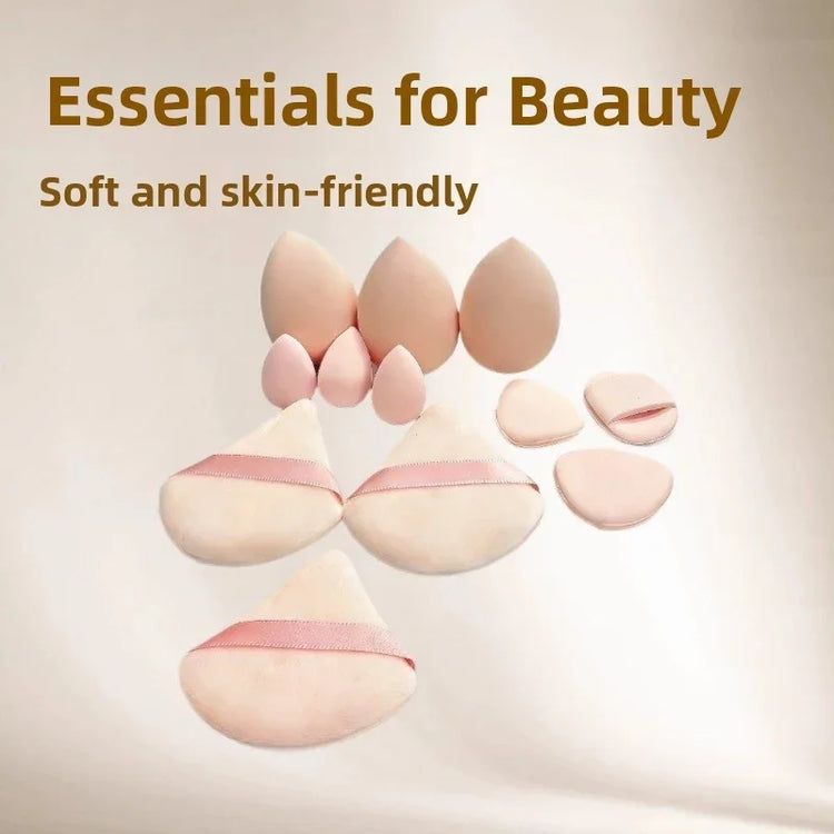 Set of soft pink makeup sponges and beauty blending tools for skin-friendly application.