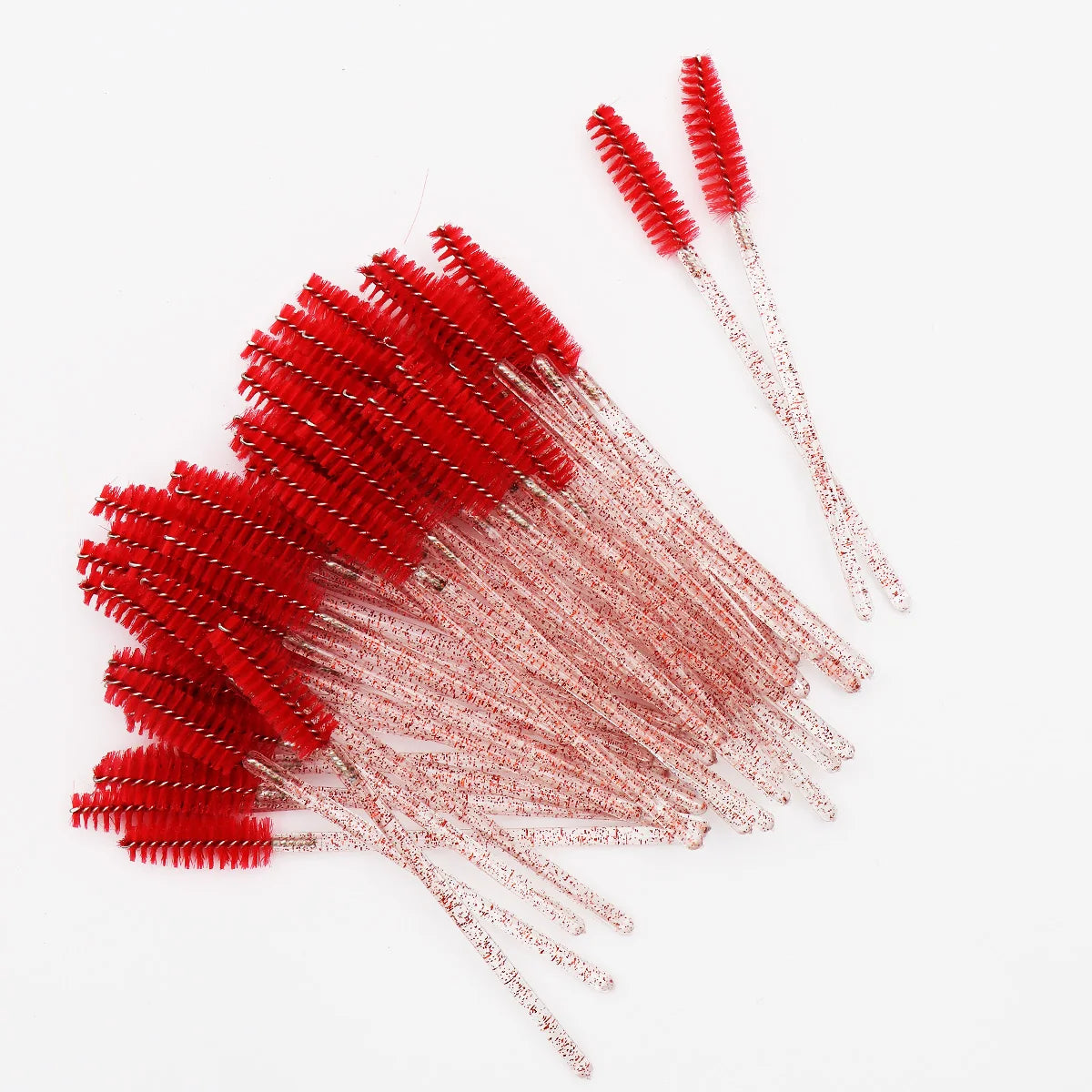 50-Pack Disposable Eyelash and Eyebrow Brushes with Crystal Handle (Makeup Spoolies)