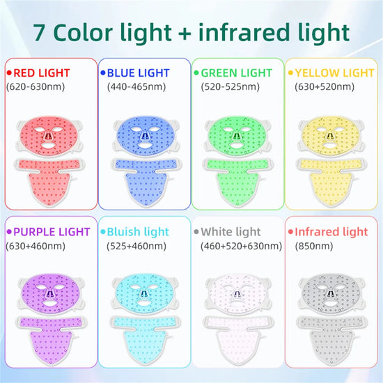 Mascarilla LED facial y de cuello de 8 colores