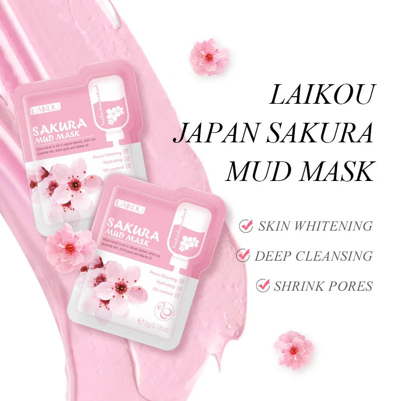 Kit de Skincare Coreano Sakura LAIKOU – Set Facial Completo con Máscara de Ojos y Labios