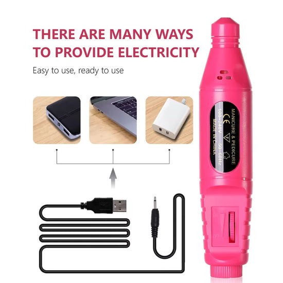 Torno de uñas eléctrico 6 en 1 portátil con puntas
