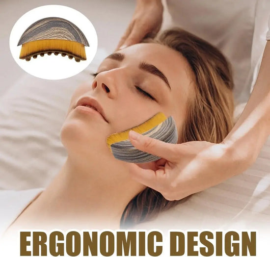 Cepillo facial de madera y peine de masaje de 6 púas