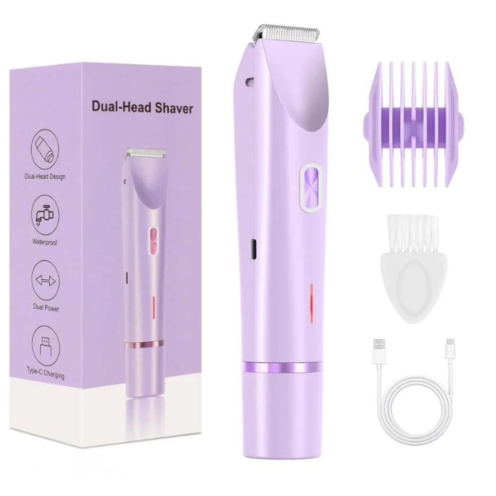 Maquinilla Eléctrica 2 en 1 para Mujer, Afeitadora Corporal y Recortadora de Zonas Íntimas Impermeable