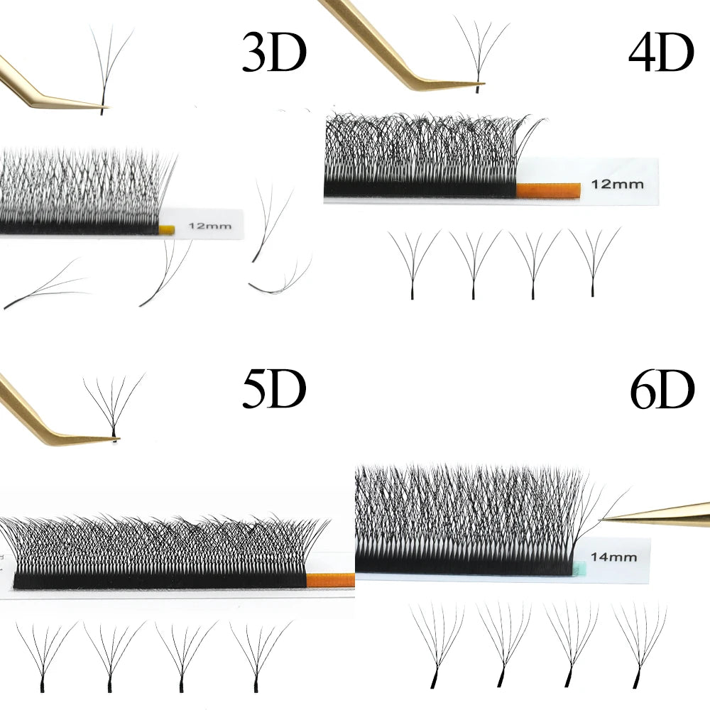 Extensiones de Pestañas en Forma de W NAGARAKU (Abanicos Premoldeados 3D, 4D, 5D, 6D de Crecimiento Automático y Alta Calidad)