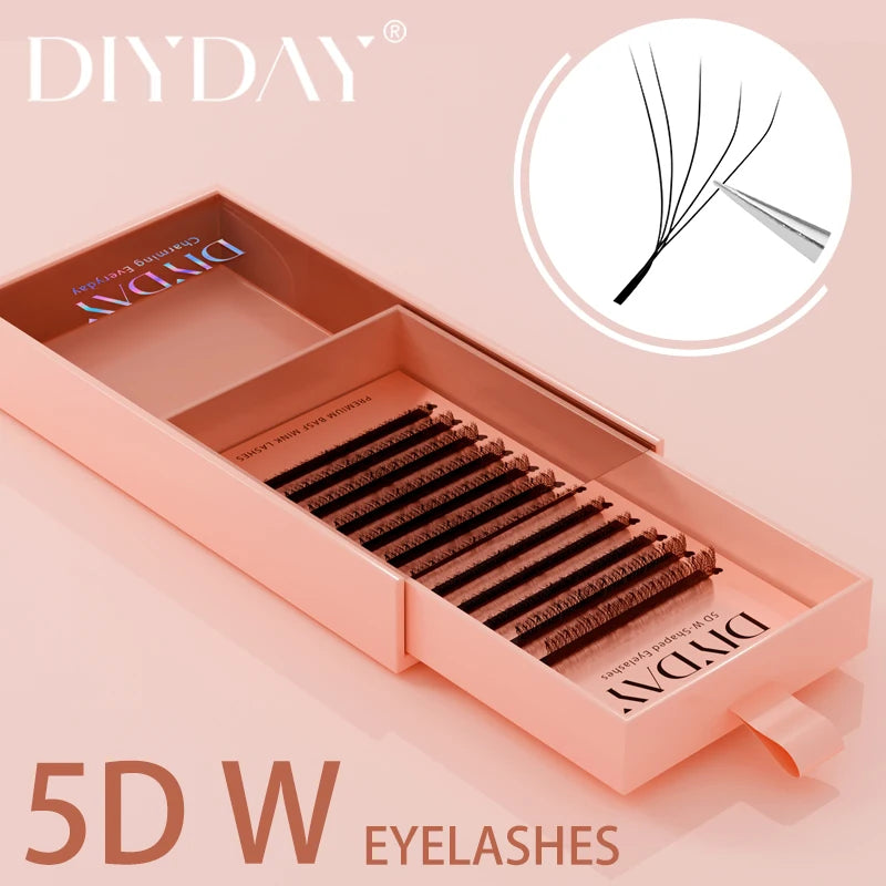 Extensiones de Pestañas en Forma de W DIYDAY (Efecto Volumen 3D, 4D, 5D, 6D, 7D, 8D, Ligeras y Naturales)