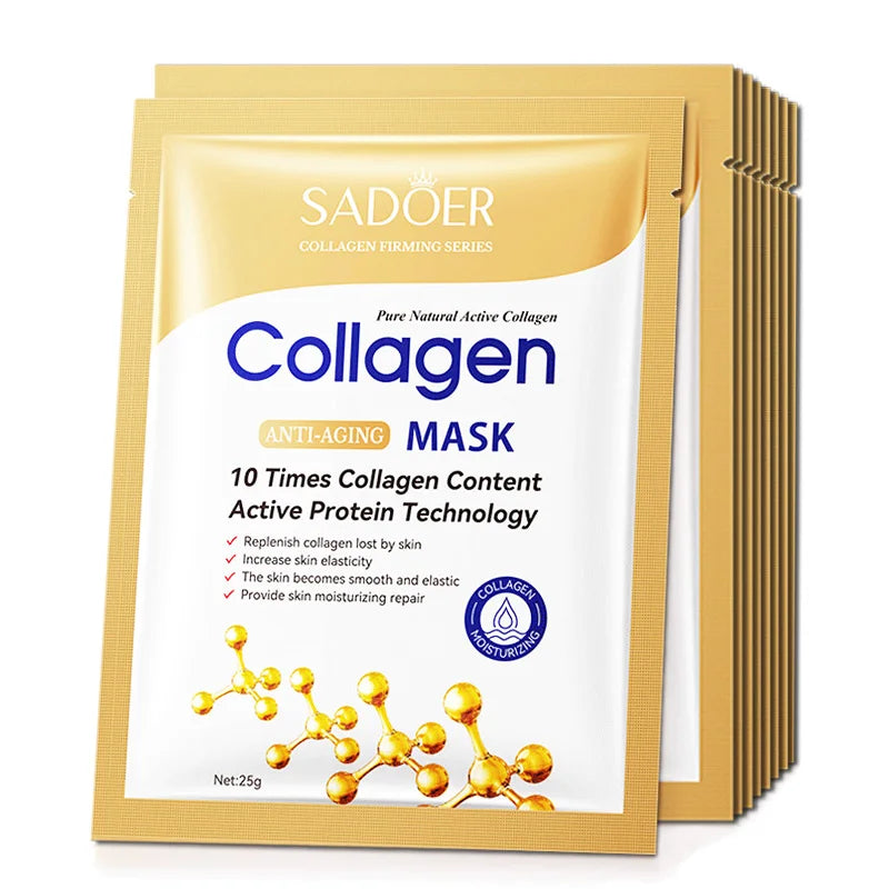 Set de 12 Máscaras Faciales de Colágeno Antiarrugas – Hidratantes, Reparadoras e Iluminadoras