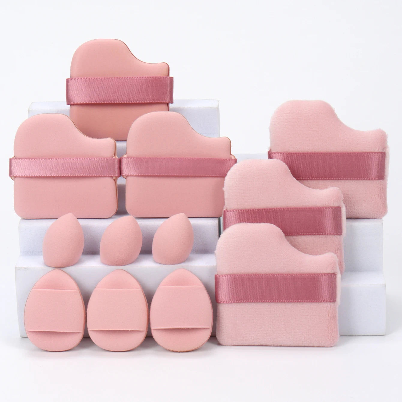 Set de 12 Esponjas de Maquillaje Multiusos (Incluye Borlas para Polvo y Miniesponjas de Precisión)
