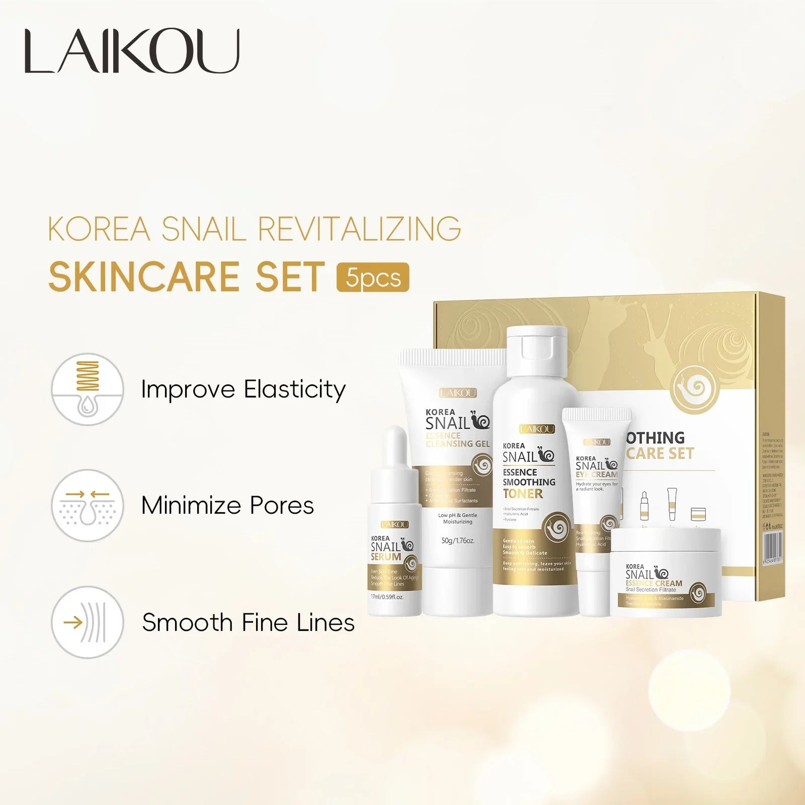 Set de Skincare Revitalizante de Baba de Caracol – 5 Piezas Antiedad