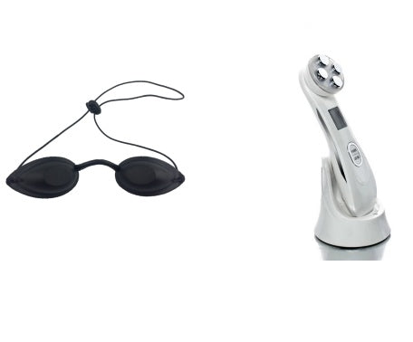 Aparato facial EMS con radiofrecuencia y luz LED de 6 colores — detalle del acabado