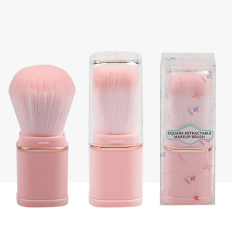Brocha Retráctil de Maquillaje en presentación con cabezal retráctil y empaque, perfecta para llevar en tu bolso.