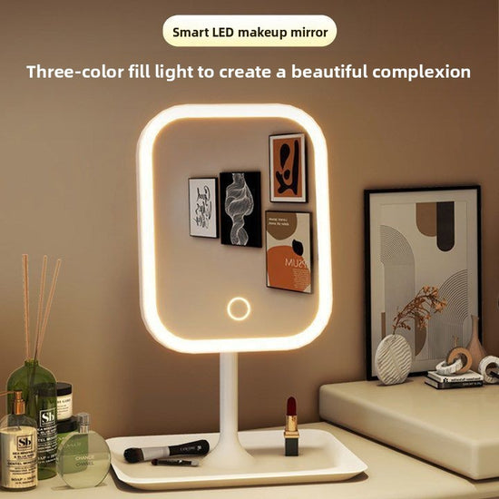 Espejo de maquillaje LED táctil con 3 tonos de luz