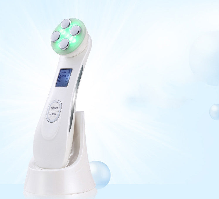 Aparato facial EMS con radiofrecuencia y luz LED de 6 colores — vista lateral