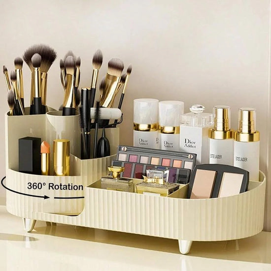 Organizador de maquillaje giratorio 360° con 5 compartimentos