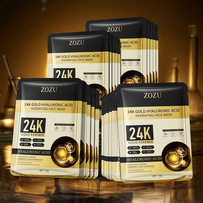 Máscara Facial de Oro 24K con Ácido Hialurónico – Reafirmante, Hidratante y Luminizadora