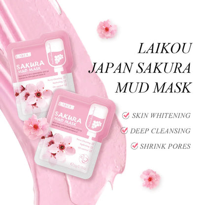 Kit de Skincare Coreano Sakura LAIKOU – Set Facial Completo con Máscara de Ojos y Labios