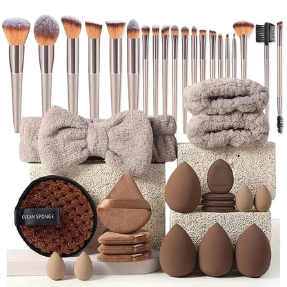 Kit de Maquillaje y Belleza de 33 Piezas (Set Completo con Esponjas Grandes y Pequeñas para una Aplicación Impecable)