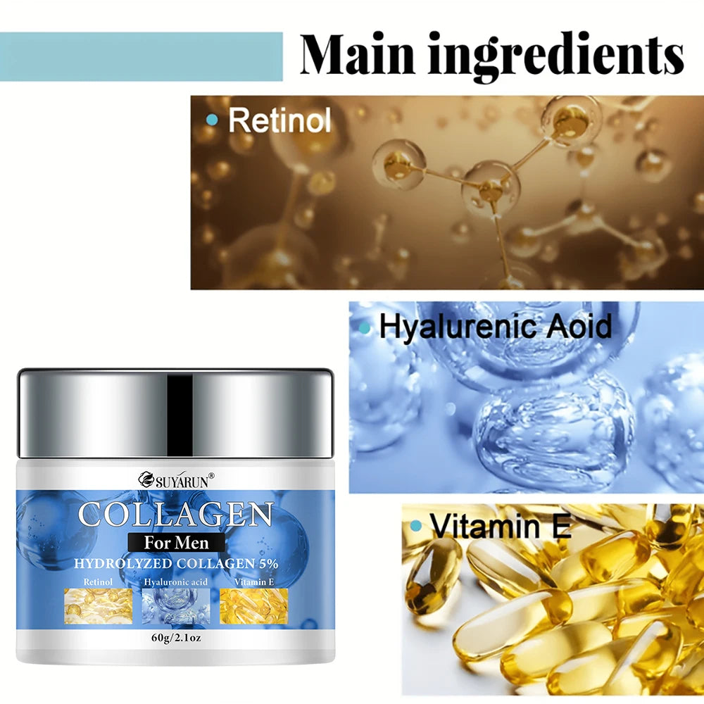 Crema Facial de Colágeno para Hombre SUYARUN – Hidratante, No Grasa y Certificada CPNP