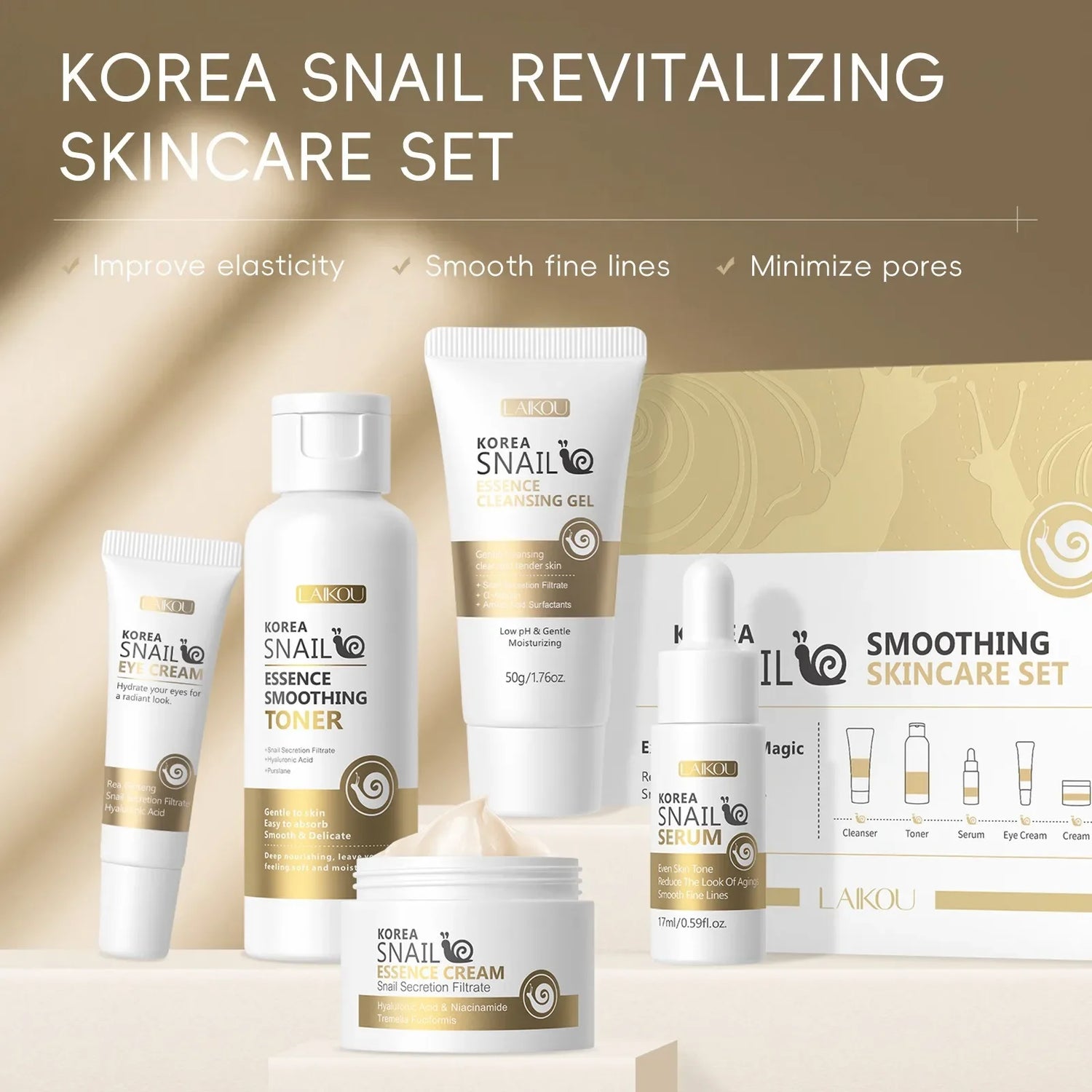 Set de Skincare Revitalizante de Baba de Caracol – 5 Piezas Antiedad