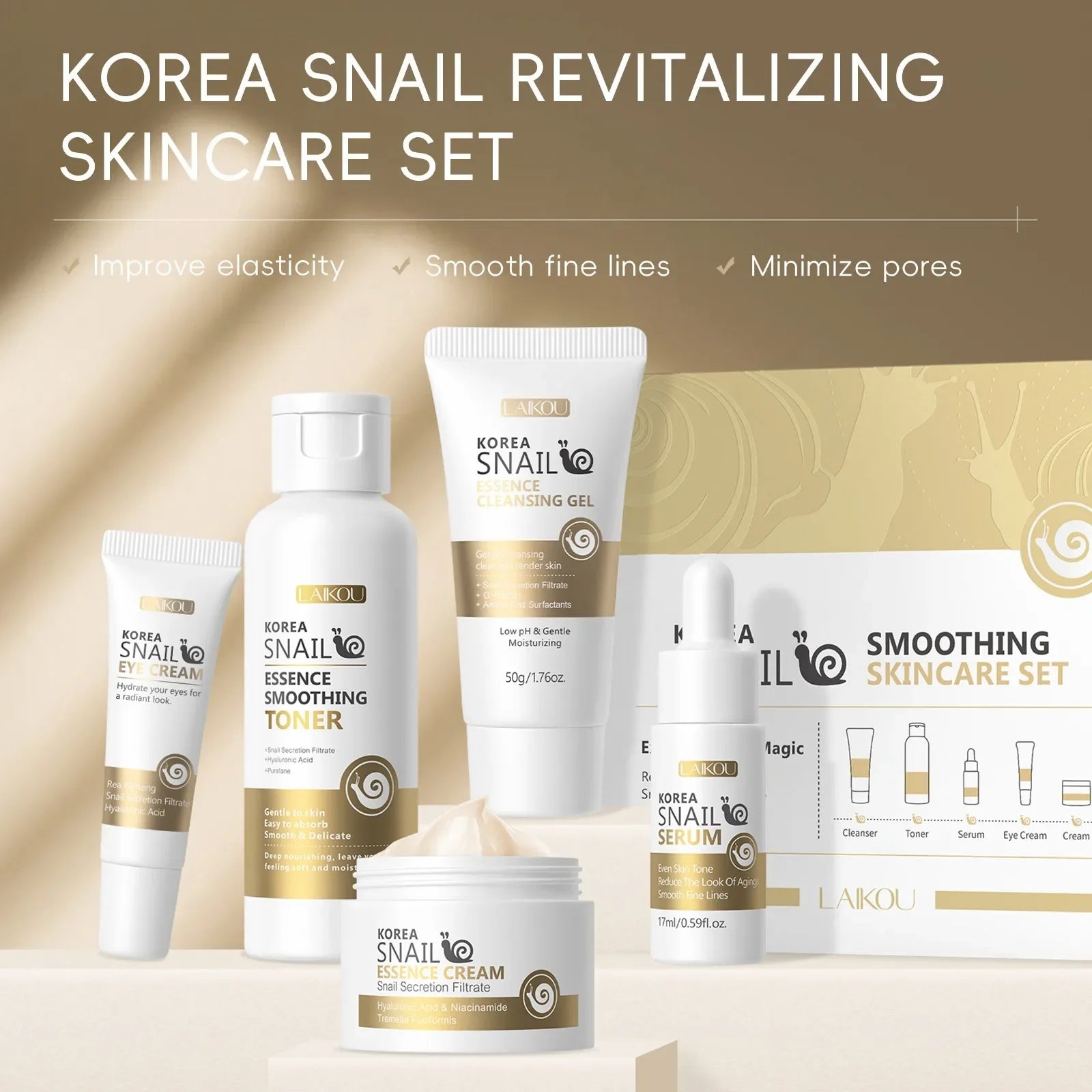 Set de Skincare Revitalizante de Baba de Caracol – 5 Piezas Antiedad