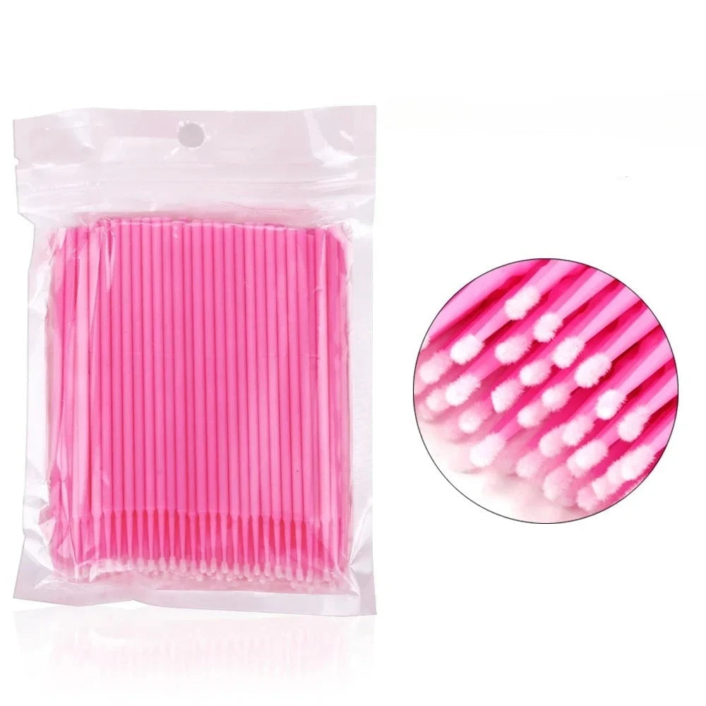 Pack de 100 Mini Bastoncillos de Algodón de Precisión (Microhisopos Ideales para Aplicación de Adhesivo de Pestañas y Maquillaje)