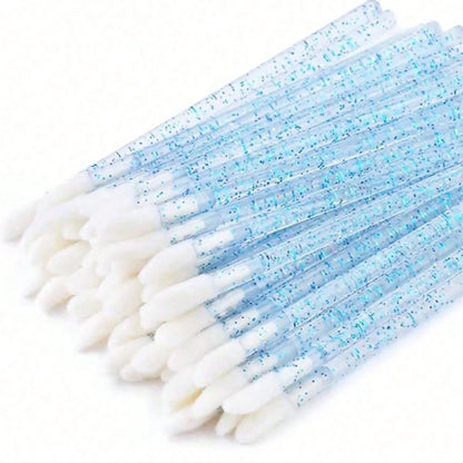 50-Pack Disposable Eyelash and Eyebrow Brushes with Crystal Handle (Makeup Spoolies)