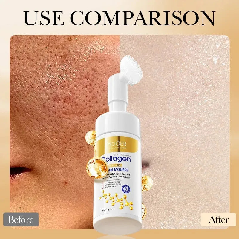Espuma Limpiadora Facial de Colágeno SADOER – Limpieza Profunda, Reafirmante e Hidratante