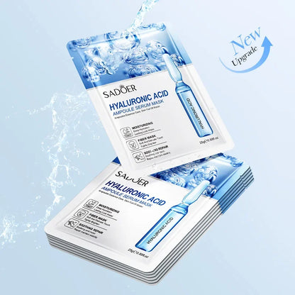 Set de 10 Máscaras Faciales de Ácido Hialurónico SADOER – Reafirmantes e Hidratantes
