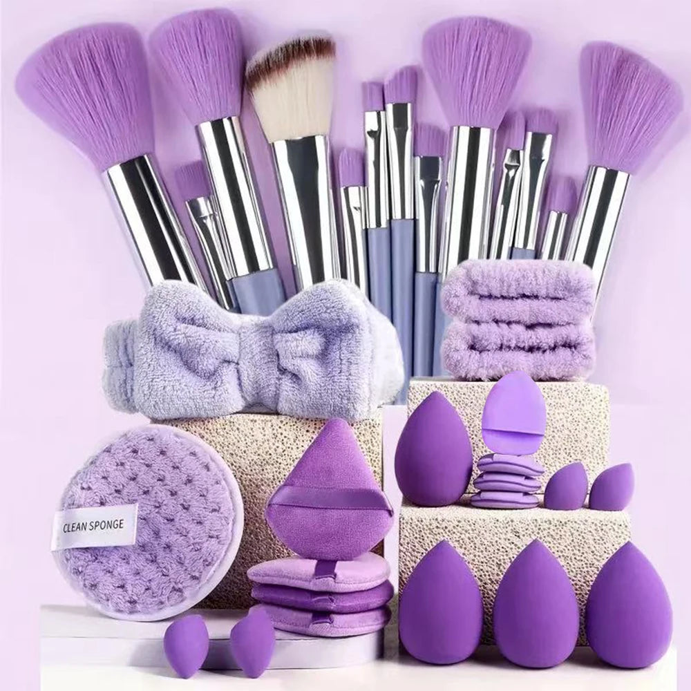 Kit de Maquillaje y Belleza de 33 Piezas (Set Completo con Esponjas Grandes y Pequeñas para una Aplicación Impecable)