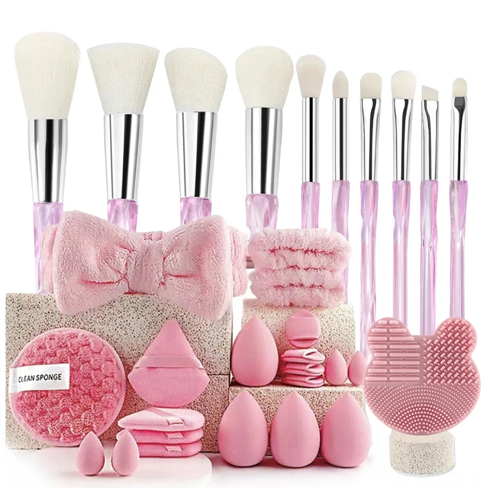 Kit de Maquillaje y Belleza de 33 Piezas (Set Completo con Esponjas Grandes y Pequeñas para una Aplicación Impecable)