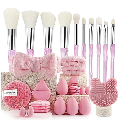 Kit de Maquillaje y Belleza de 33 Piezas (Set Completo con Esponjas Grandes y Pequeñas para una Aplicación Impecable)