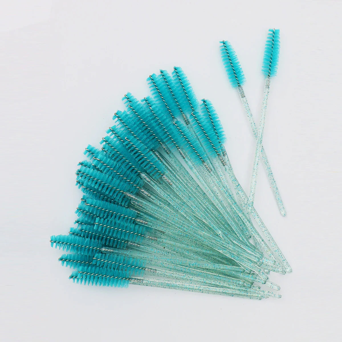 50-Pack Disposable Eyelash and Eyebrow Brushes with Crystal Handle (Makeup Spoolies)