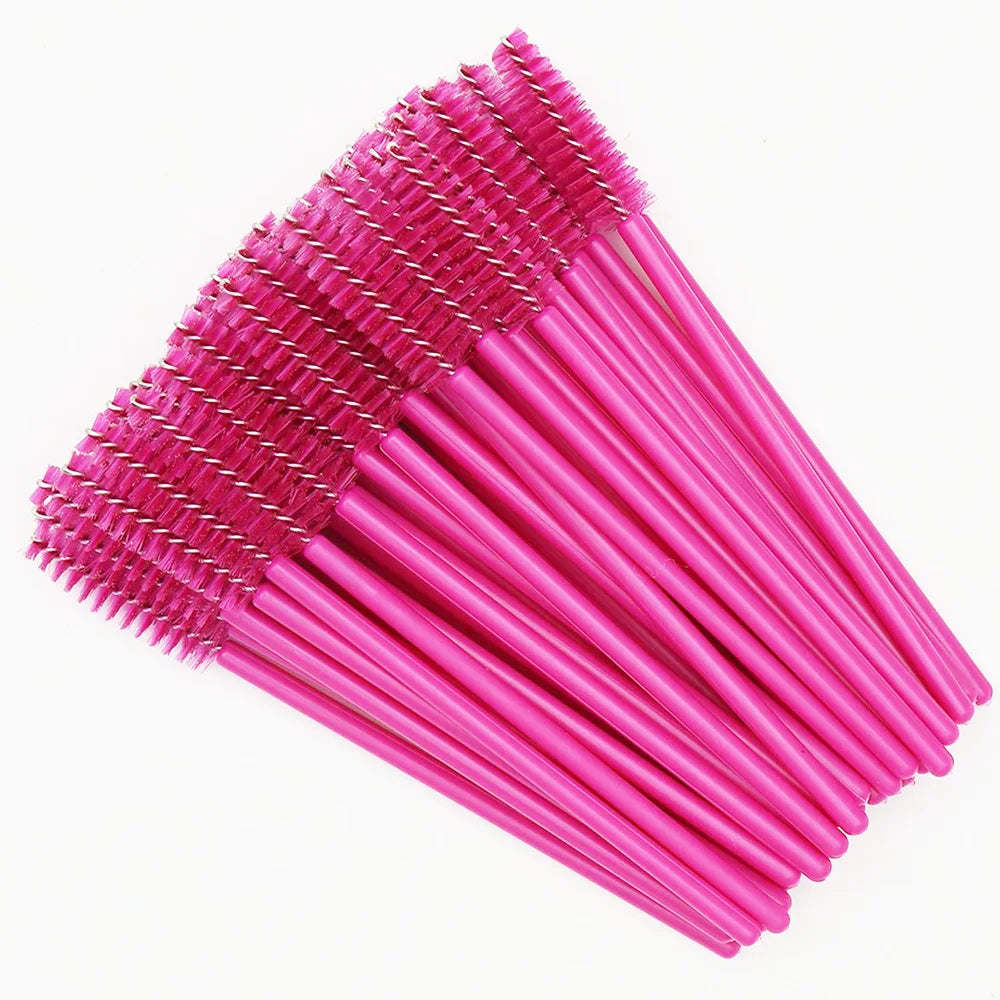 50-Pack Disposable Eyelash and Eyebrow Brushes with Crystal Handle (Makeup Spoolies)