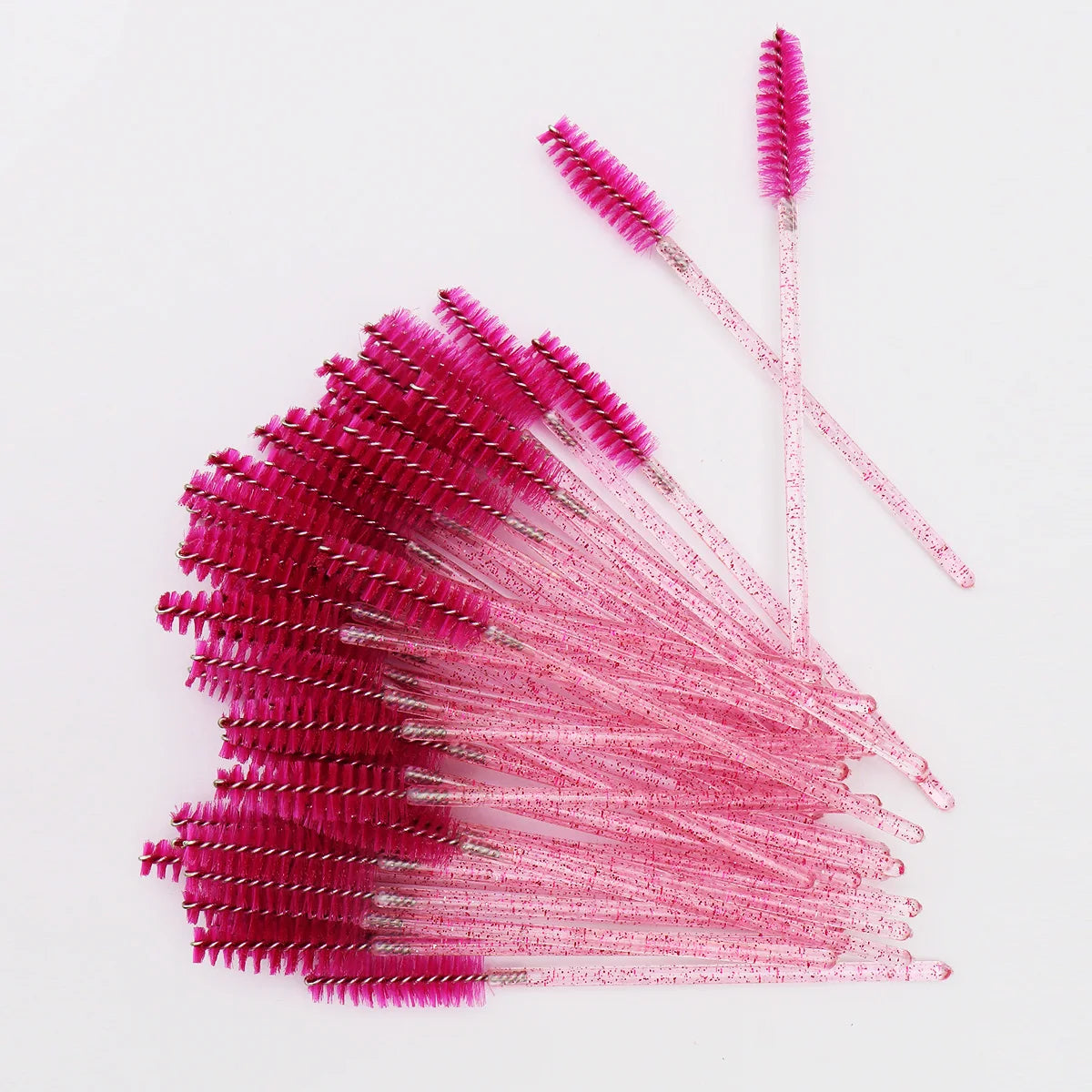 50-Pack Disposable Eyelash and Eyebrow Brushes with Crystal Handle (Makeup Spoolies)