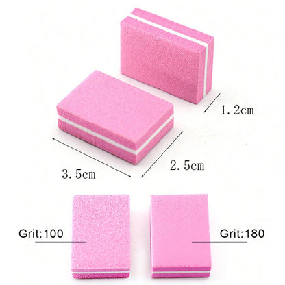 Pack de 50 Mini Limas y Bloques Pulidores Profesionales de Uñas Grano 100/180