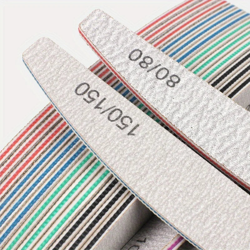 Lima Profesional de Uñas de Alta Durabilidad Grano 80/100/150/180/240 (Diseño Media Luna Grueso)