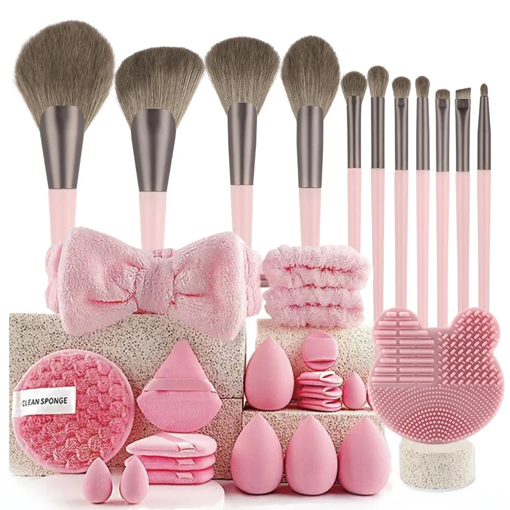 Kit de Maquillaje y Belleza de 33 Piezas (Set Completo con Esponjas Grandes y Pequeñas para una Aplicación Impecable)