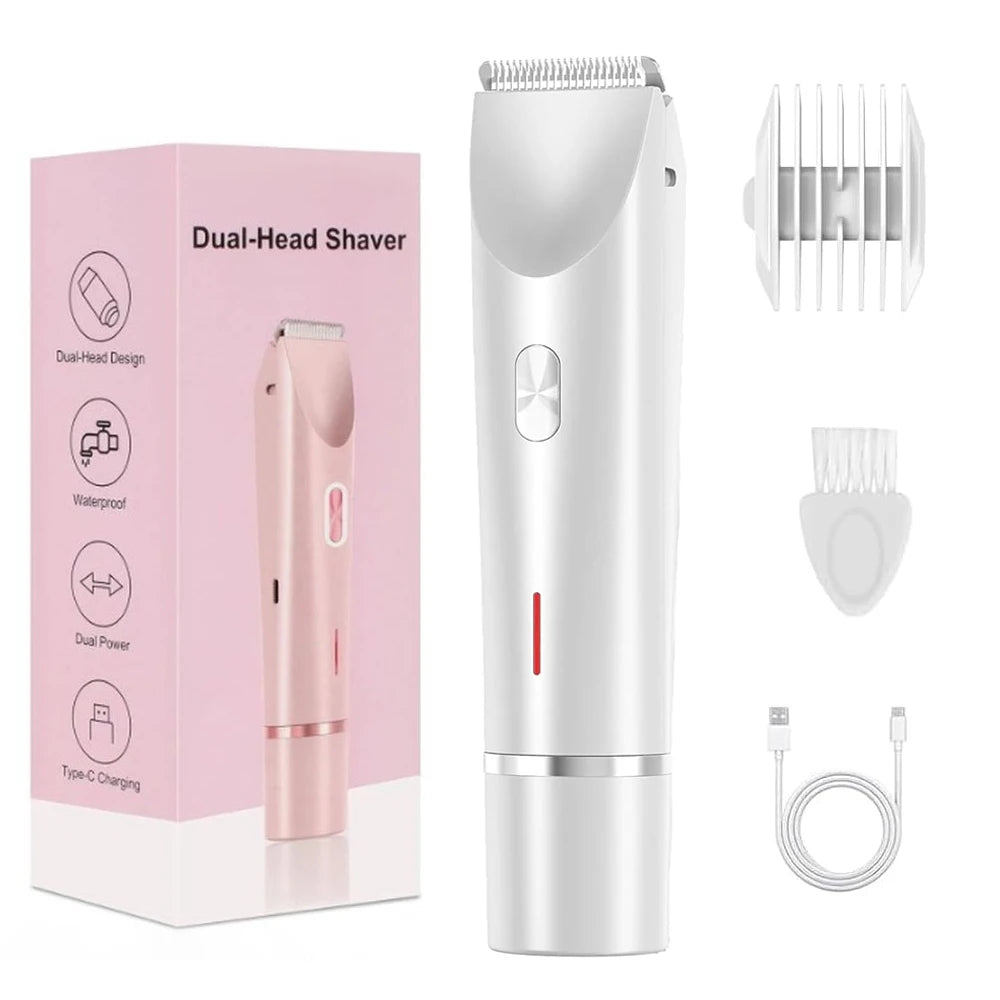 Maquinilla Eléctrica 2 en 1 para Mujer, Afeitadora Corporal y Recortadora de Zonas Íntimas Impermeable