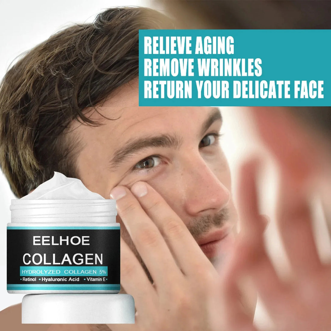 Crema Facial de Colágeno para Hombre – Antiedad, Reafirmante e Hidratante con Ácido Hialurónico