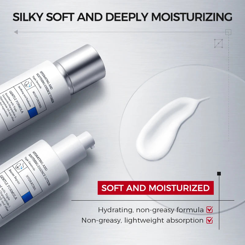 Set de Skincare Coreano Tónico + Loción + Crema – Ácido Hialurónico 8D y Cerámidas para Hidratación y Barrera Cutánea