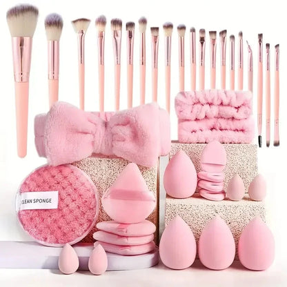 Kit de Maquillaje y Belleza de 33 Piezas (Set Completo con Esponjas Grandes y Pequeñas para una Aplicación Impecable)