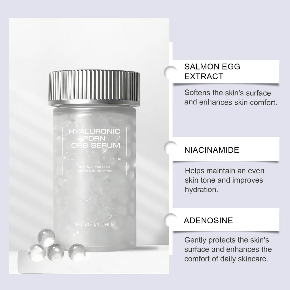 Esencia Facial Esférica de Ácido Hialurónico – Masaje Suavizante e Hidratación Profunda