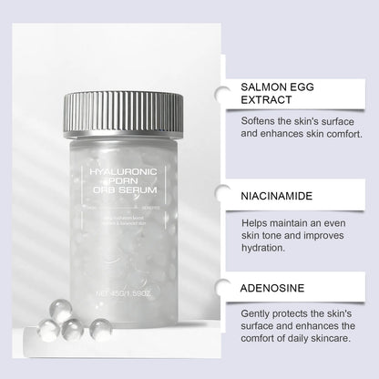 Esencia Facial Esférica de Ácido Hialurónico – Masaje Suavizante e Hidratación Profunda