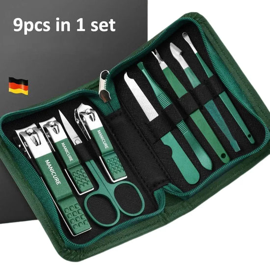 Set de manicura de acero inoxidable con estuche (6 o 9 piezas)