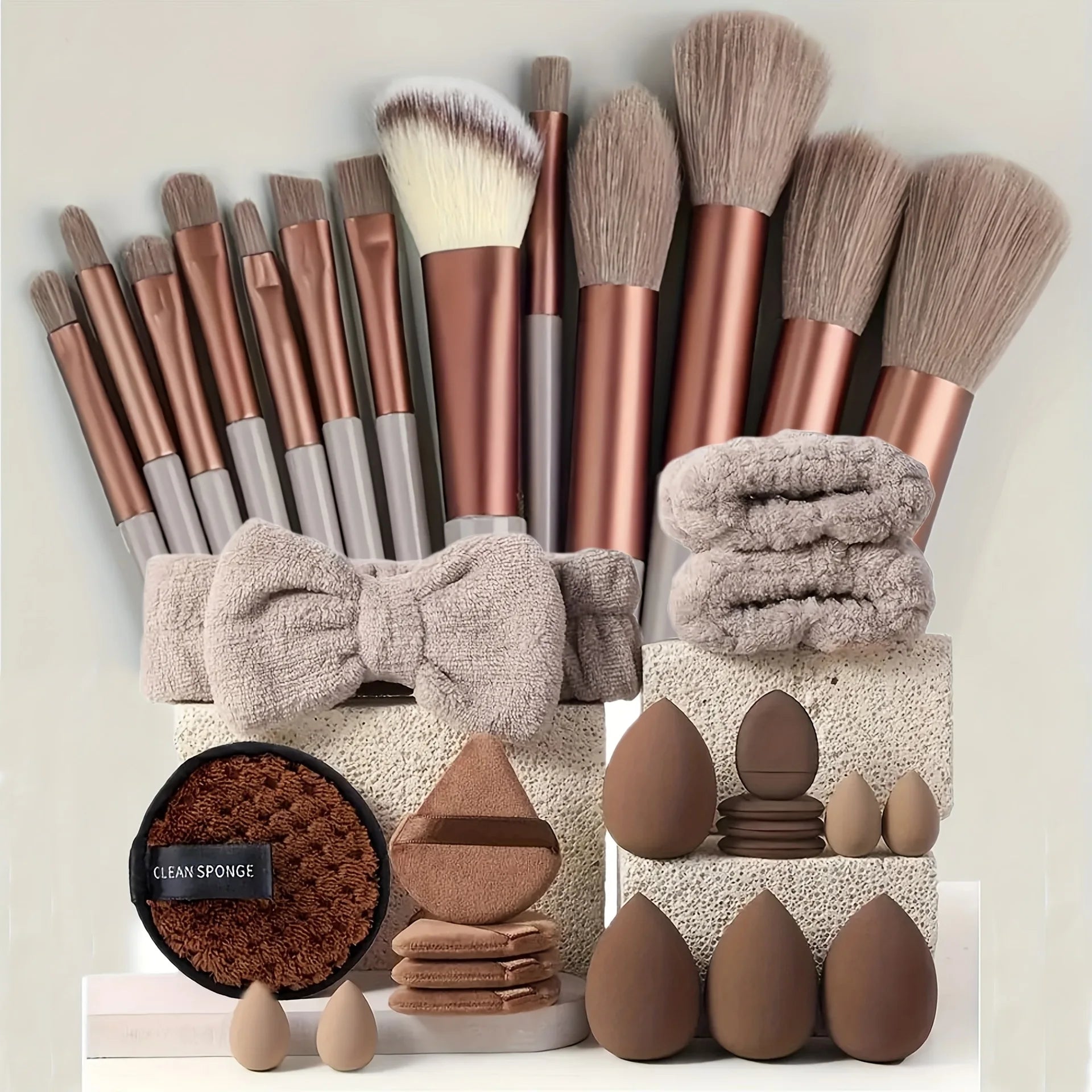 Kit de Maquillaje y Belleza de 33 Piezas (Set Completo con Esponjas Grandes y Pequeñas para una Aplicación Impecable)