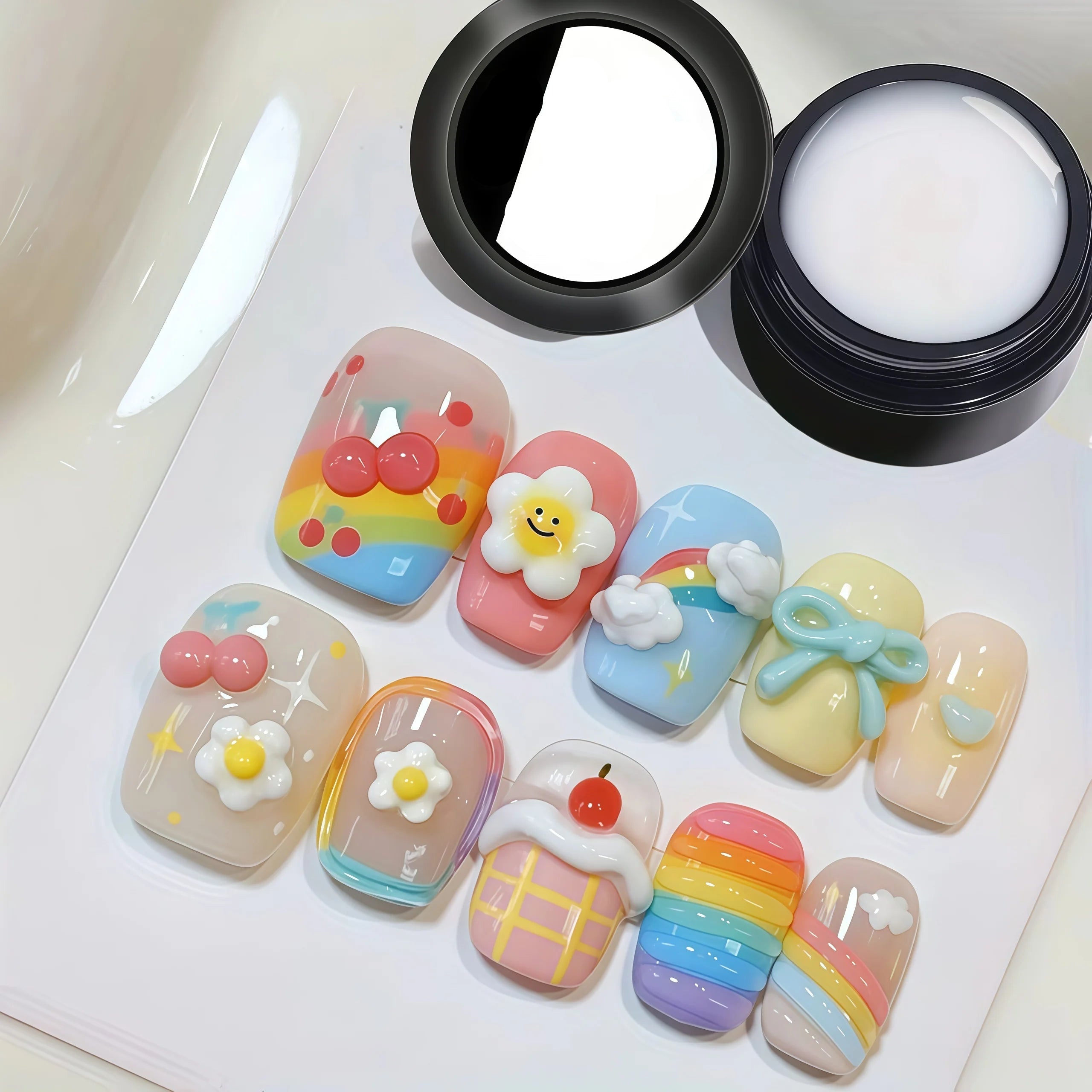 Gel de Uñas 3D Escultórico (Capa Dura No Pegajosa para Diseños en Relieve, Lazos y Nail Art)
