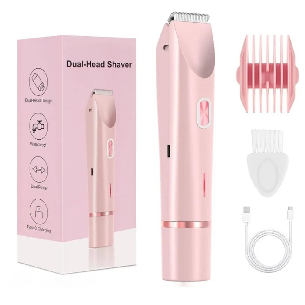 Maquinilla Eléctrica 2 en 1 para Mujer, Afeitadora Corporal y Recortadora de Zonas Íntimas Impermeable