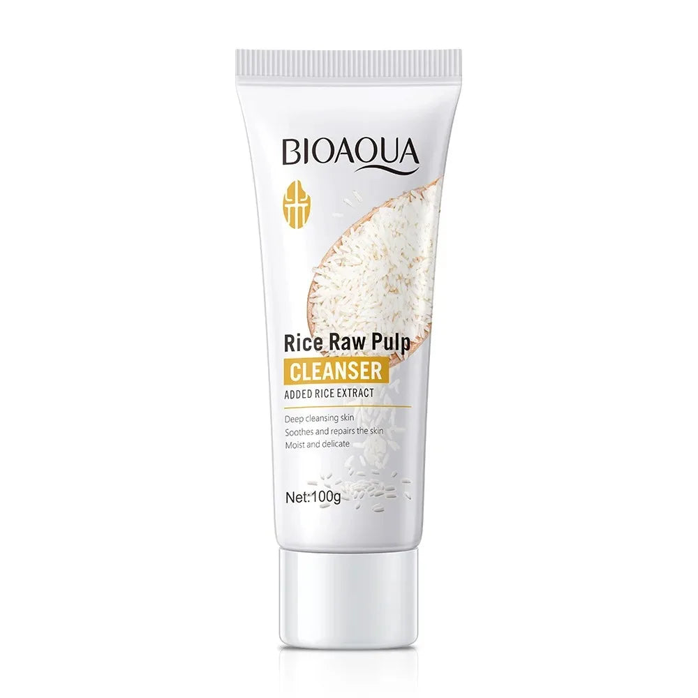 Limpiador Facial de Pulpa de Arroz BIOAQUA – Espuma Purificante, Hidratante y Aclarante