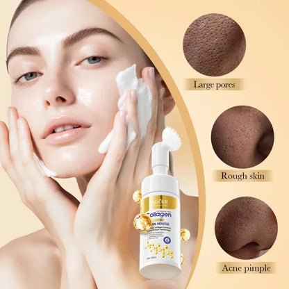 Espuma Limpiadora Facial de Colágeno SADOER – Limpieza Profunda, Reafirmante e Hidratante